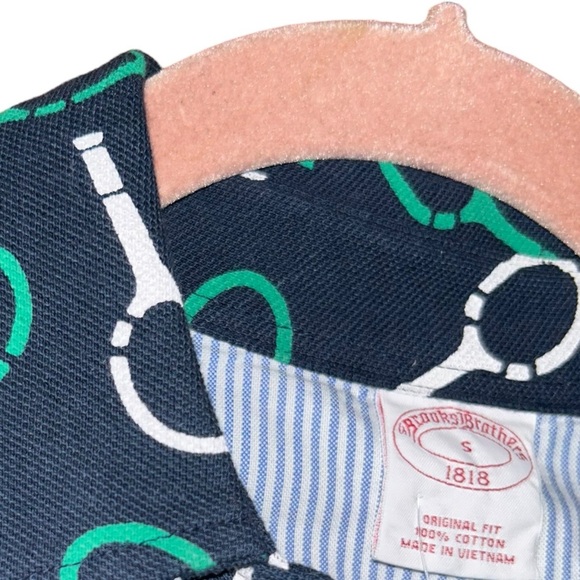 Brooks brothers Slim Fit Pique Racquet Print Polo Shirt tennis racket Small S - Picture 4 of 4